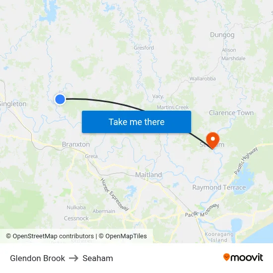 Glendon Brook to Seaham map