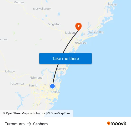 Turramurra to Seaham map