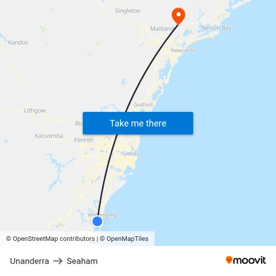 Unanderra to Seaham map