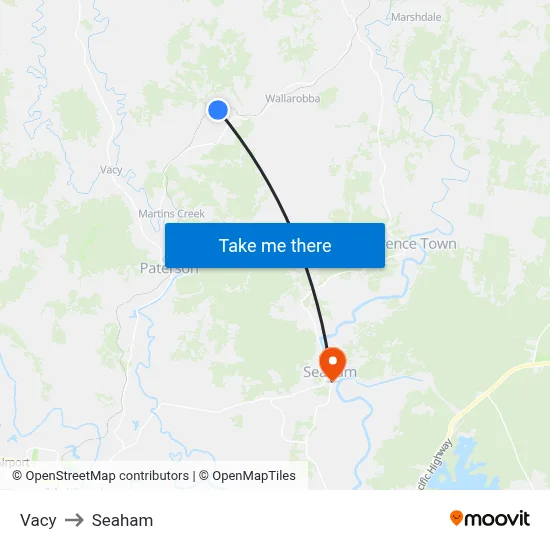 Vacy to Seaham map