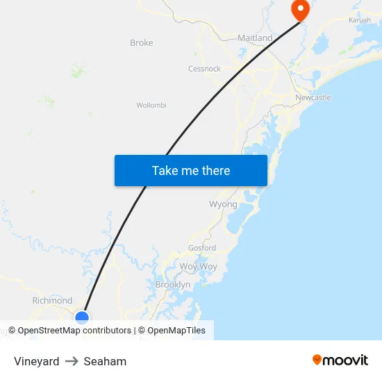 Vineyard to Seaham map