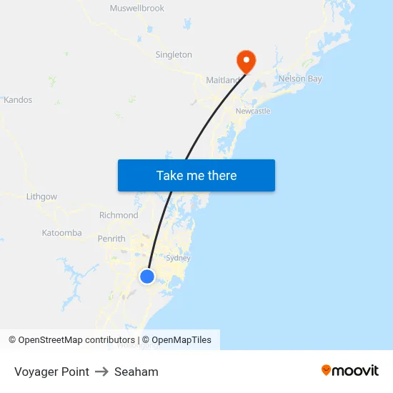 Voyager Point to Seaham map