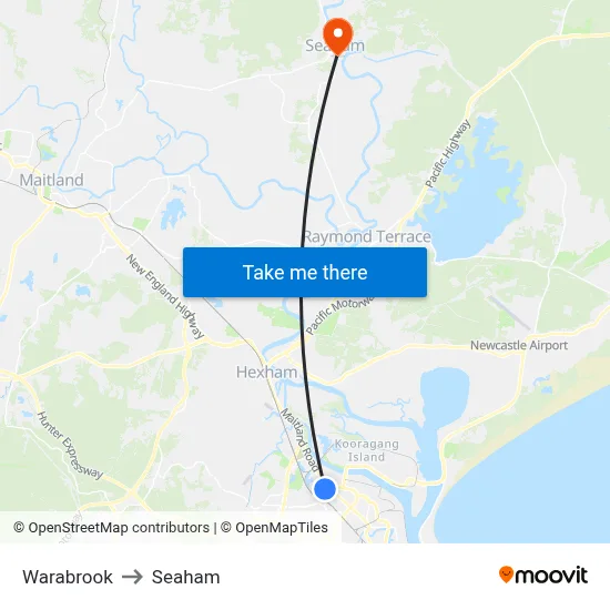 Warabrook to Seaham map