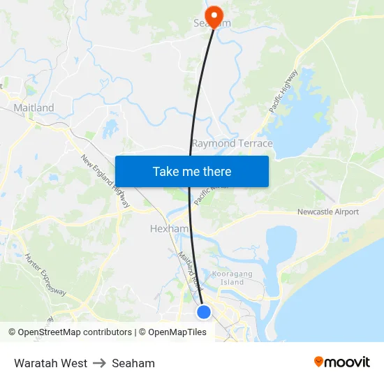 Waratah West to Seaham map