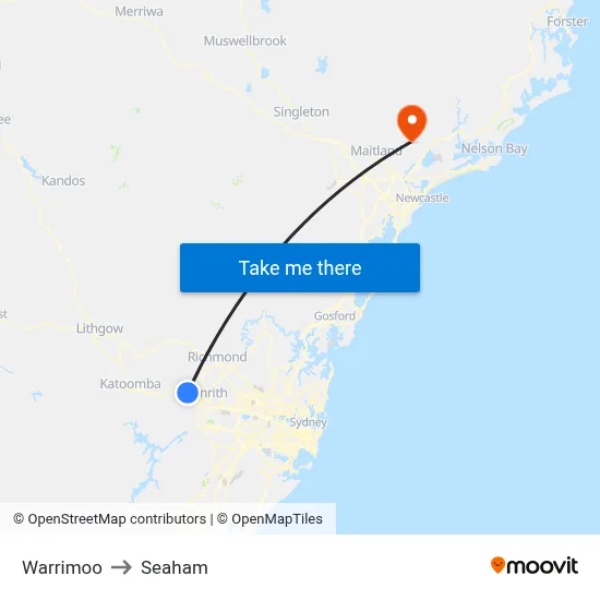 Warrimoo to Seaham map