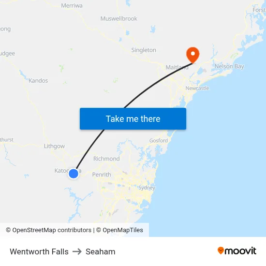Wentworth Falls to Seaham map