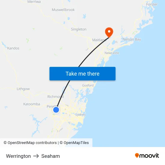 Werrington to Seaham map
