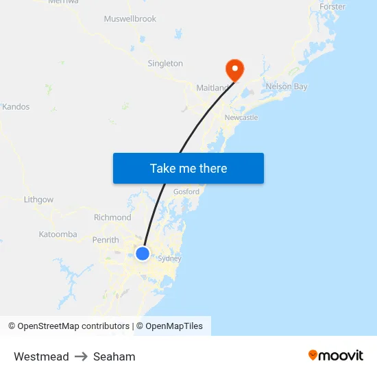 Westmead to Seaham map