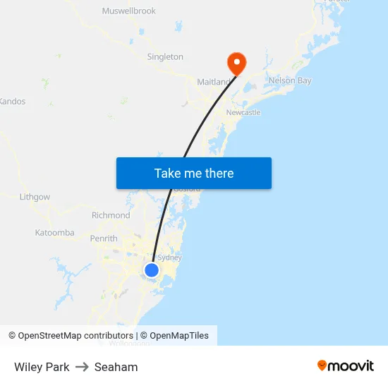 Wiley Park to Seaham map