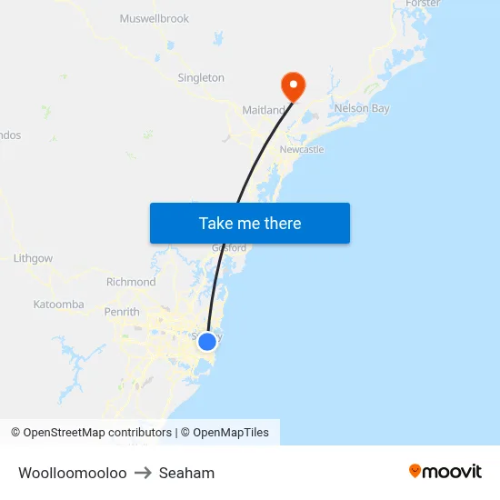Woolloomooloo to Seaham map