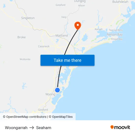 Woongarrah to Seaham map