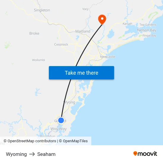 Wyoming to Seaham map