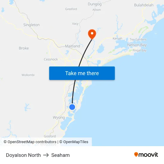 Doyalson North to Seaham map