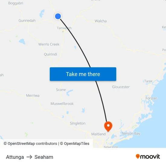Attunga to Seaham map