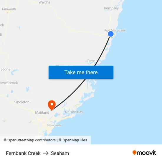 Fernbank Creek to Seaham map