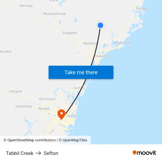 Tabbil Creek to Sefton map