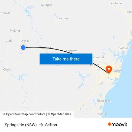 Springside (NSW) to Sefton map