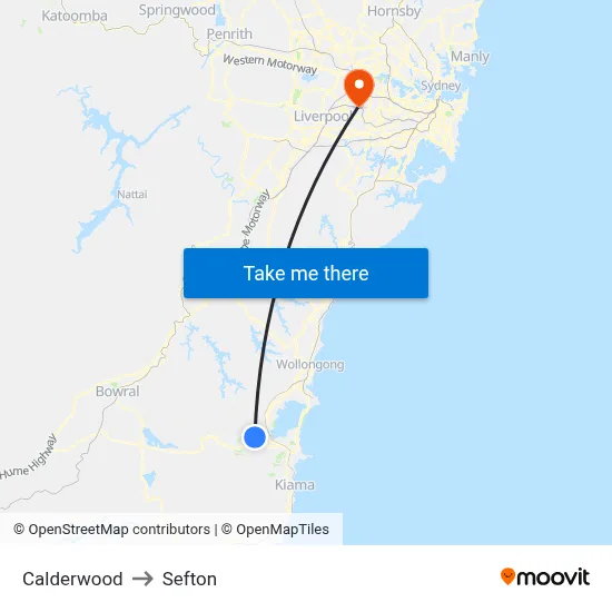 Calderwood to Sefton map