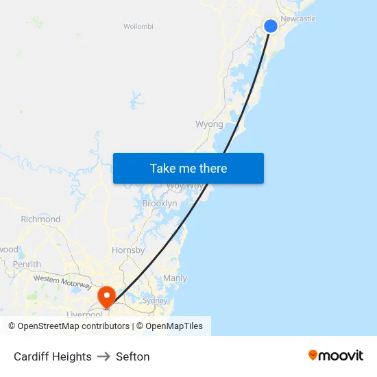 Cardiff Heights to Sefton map