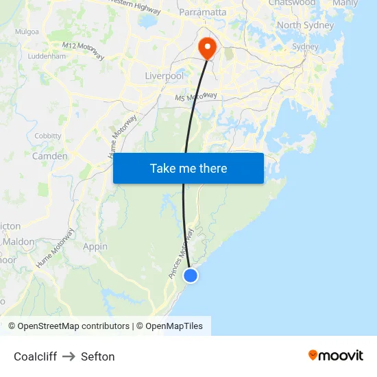Coalcliff to Sefton map