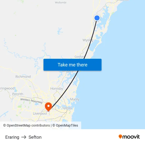 Eraring to Sefton map