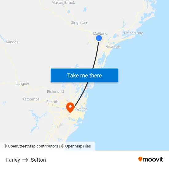 Farley to Sefton map
