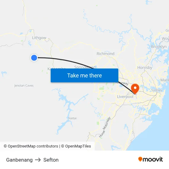 Ganbenang to Sefton map