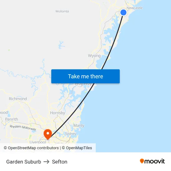 Garden Suburb to Sefton map