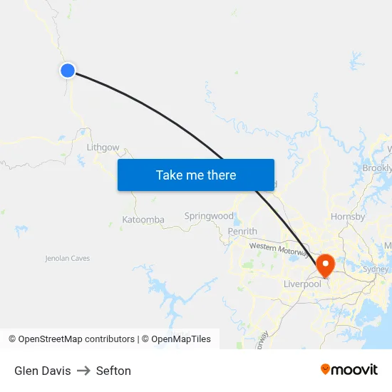 Glen Davis to Sefton map