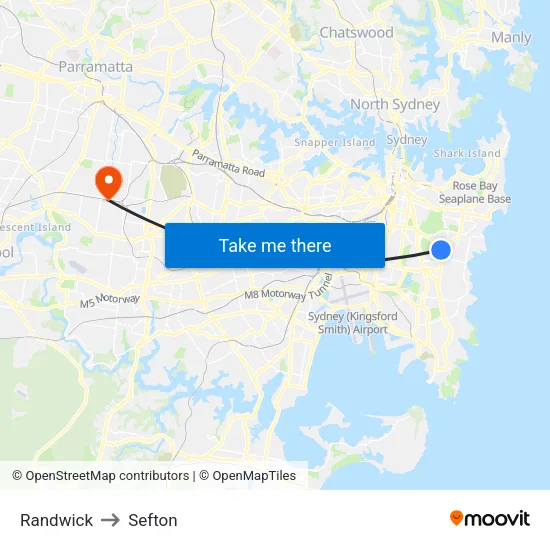 Randwick to Sefton map