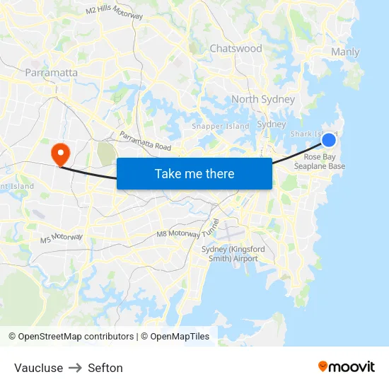 Vaucluse to Sefton map