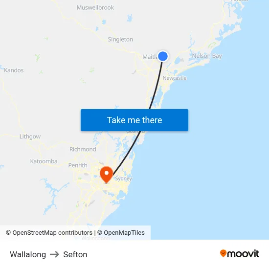 Wallalong to Sefton map