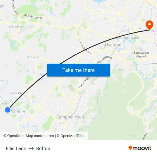 Ellis Lane to Sefton map