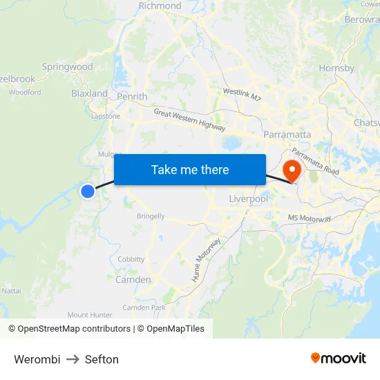 Werombi to Sefton map