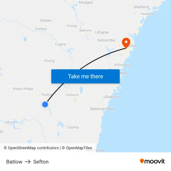 Batlow to Sefton map