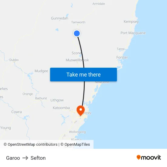 Garoo to Sefton map