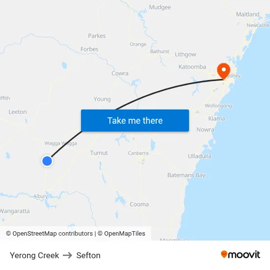 Yerong Creek to Sefton map