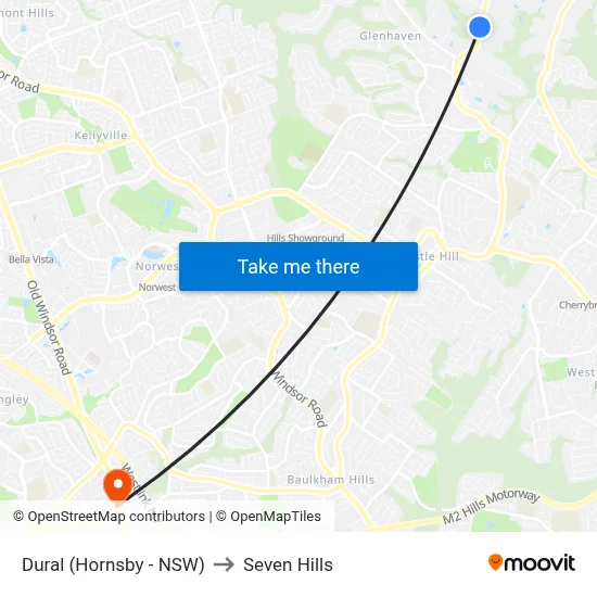 Dural (Hornsby - NSW) to Seven Hills map
