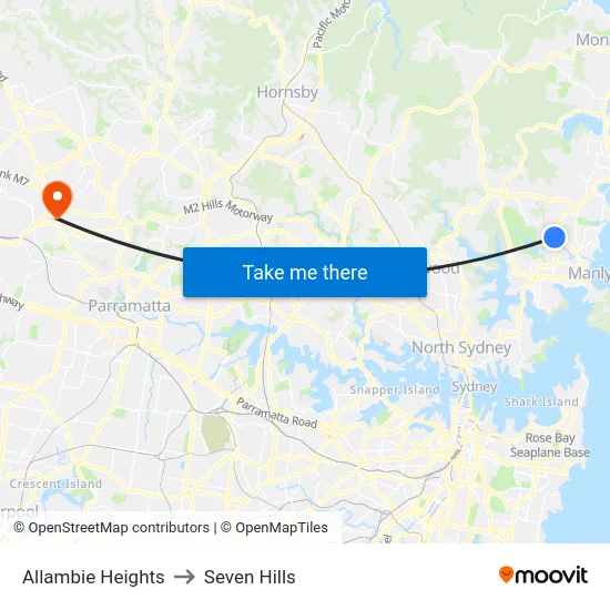 Allambie Heights to Seven Hills map