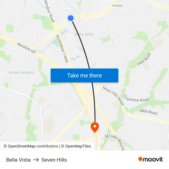 Bella Vista to Seven Hills map