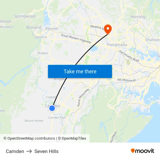 Camden to Seven Hills map