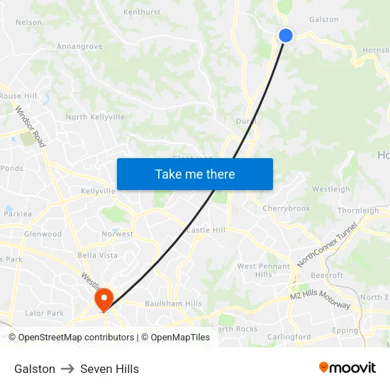 Galston to Seven Hills map