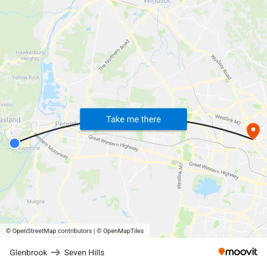 Glenbrook to Seven Hills map