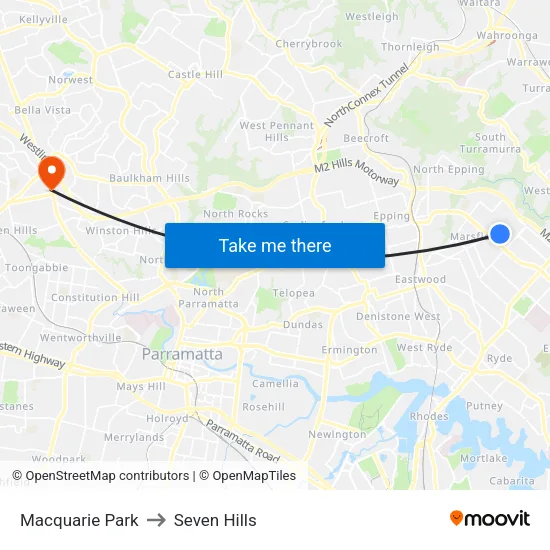 Macquarie Park to Seven Hills map