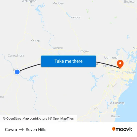 Cowra to Seven Hills map