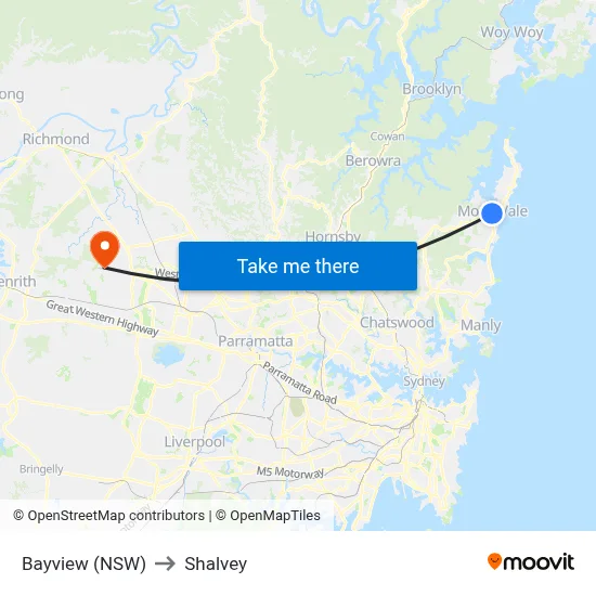Bayview (NSW) to Shalvey map