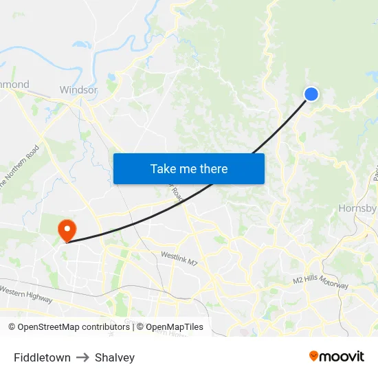 Fiddletown to Shalvey map