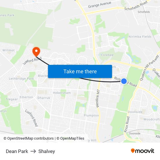 Dean Park to Shalvey map