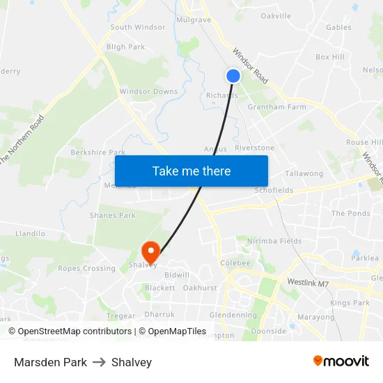 Marsden Park to Shalvey map