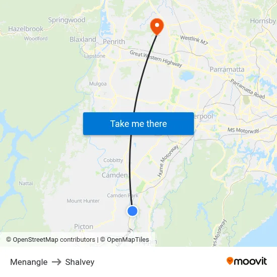 Menangle to Shalvey map